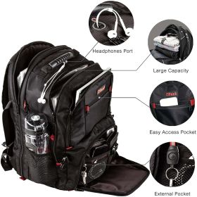 Extra Large RFID-Safe Travel Black Backpack Unisex TSA Friendly (size: onesize)